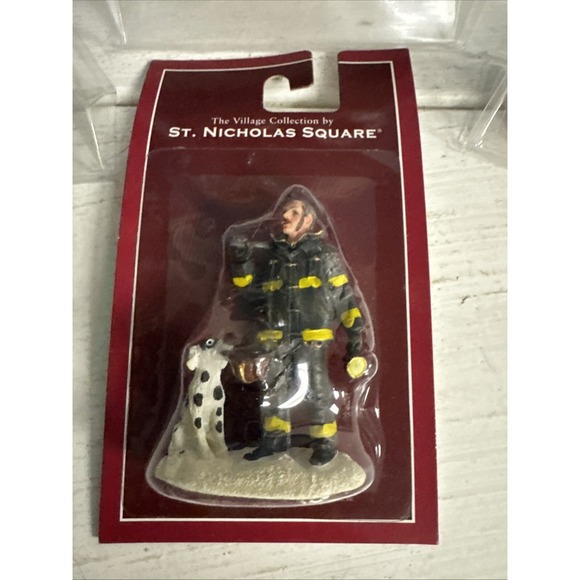 Lemax BUNDLE Christmas Village Figurines Firefighter Janitor Fireman Newspaper - Picture 4 of 5